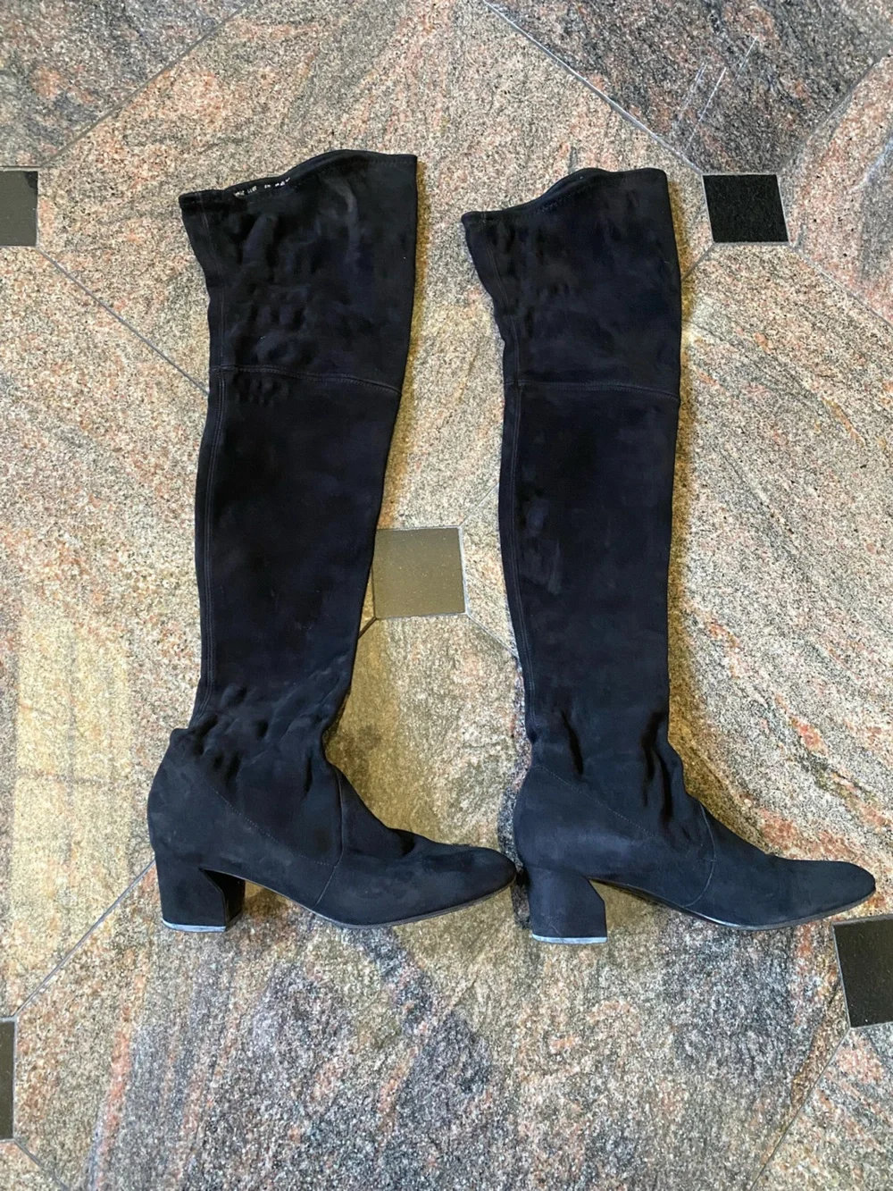 Casadei Black Over-the-Knee Suede Stretch Boots, Size 7